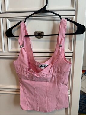 I.AM.GIA Pink Corset Tank with Adjustable Straps